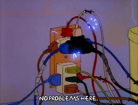 An image of a very poorly constructed electrical outlet situation, probably constructed by a marketer.