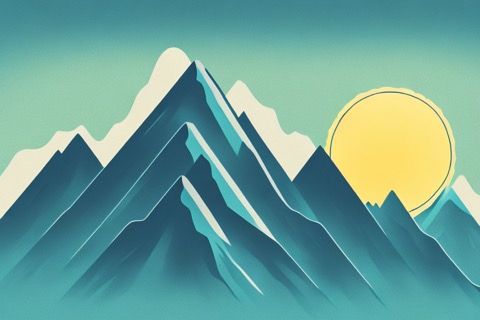 A mountain peak being illuminated by the rising sun