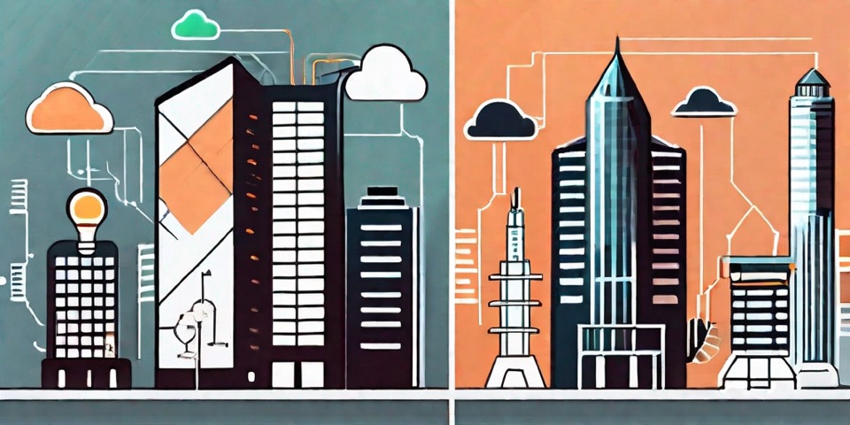 Two digital platforms represented as skyscrapers