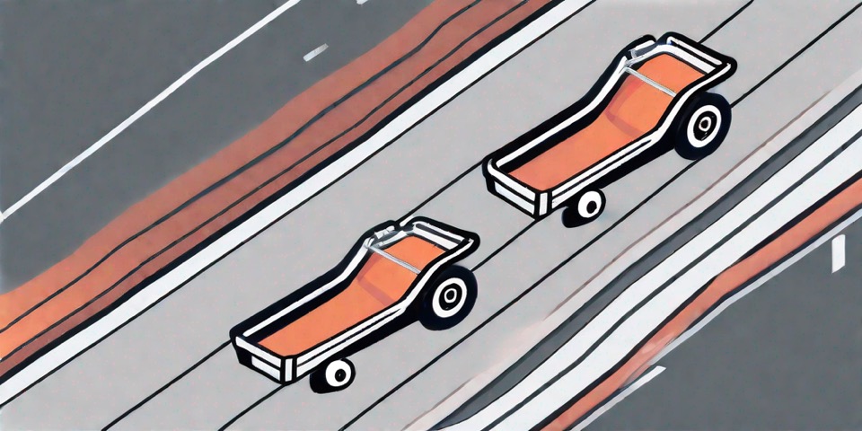 Two digital shopping carts racing on a track