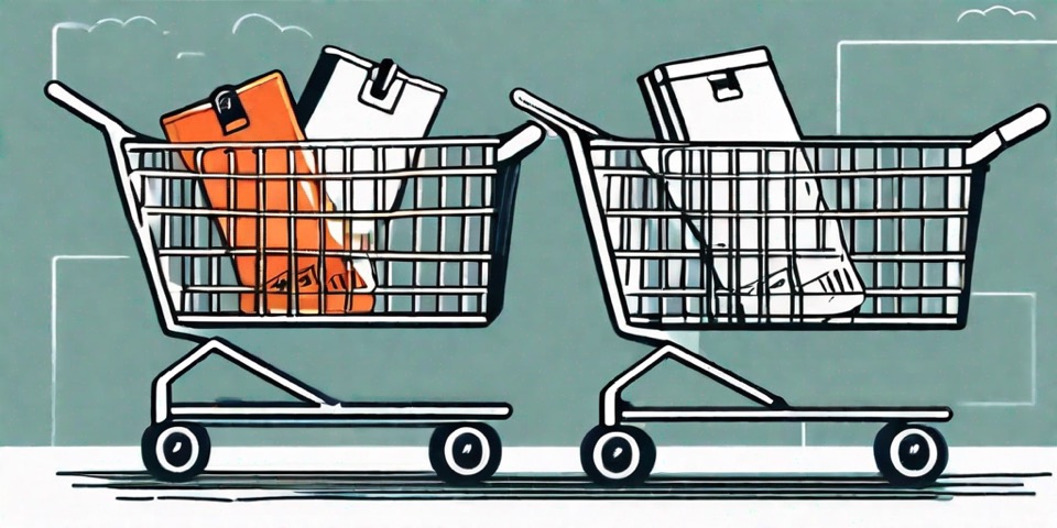 Two shopping carts racing on a track