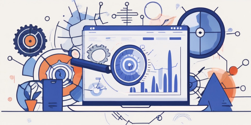 A magnifying glass focusing on a symbolic facebook ad on a computer screen