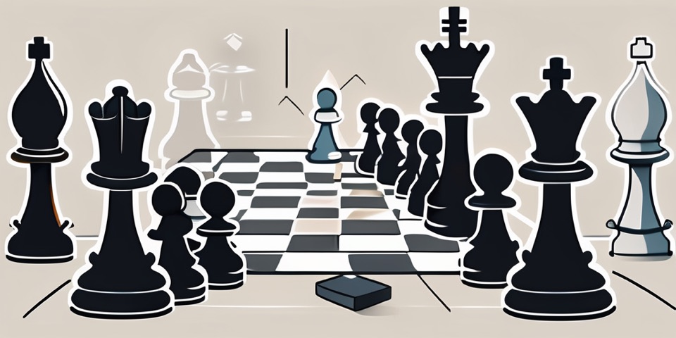 A chessboard with chess pieces strategically placed