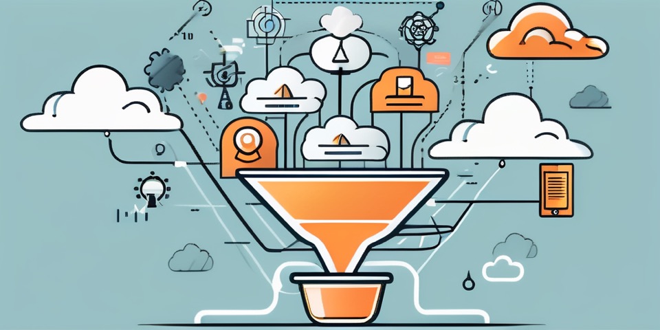 A digital marketing funnel symbolizing the flow of strategies