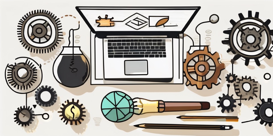 A light bulb illuminating various symbols representing different industries such as gears for manufacturing