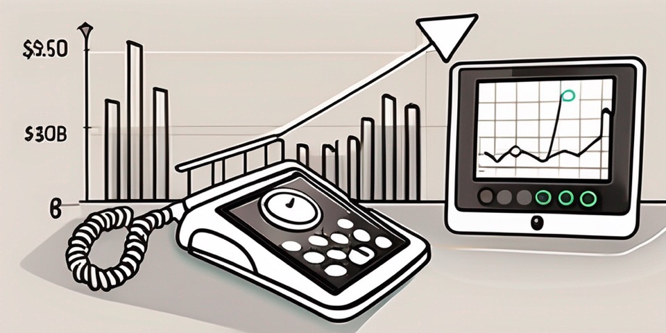 A digital tablet displaying a graph of increasing growth