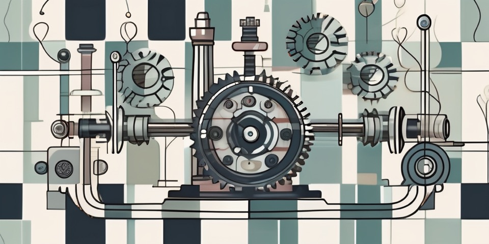 A complex machine with various interconnected gears and levers