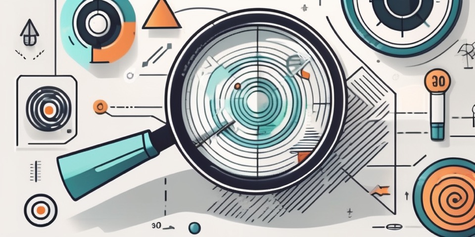 A magnifying glass focusing on a target symbol