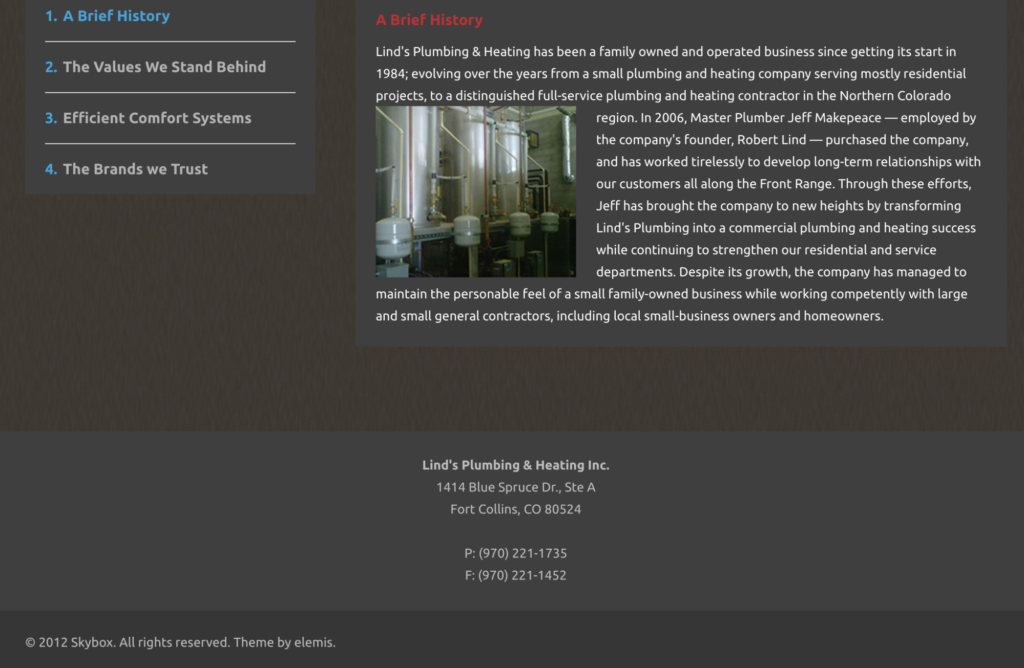 Lind's Plumbing and Heating Internal Linking Example